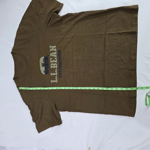 LL Bean Army Green Welcome to the Outside Camper T Shirt, Slightly Fitted. L - Picture 5 of 6
